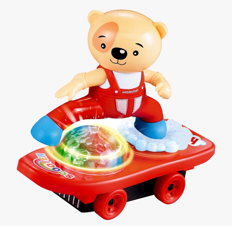 Brinca Brilha Urso Skate Com Luz (1 Unidade) - Marrom