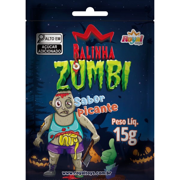 Balinha Zumbi De Halloween - Display C/ 20 Unidades