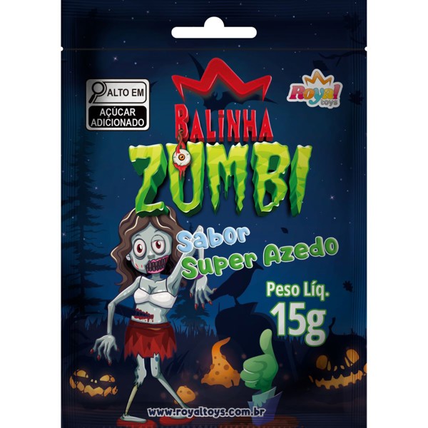 Balinha Zumbi De Halloween - Display C/ 20 Unidades