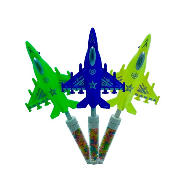 Avião Caça Pop2- Tubo De Balinhas Tutti Frutti - Display C/ 30 Unidades