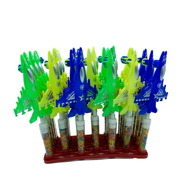 Avião Caça Pop2- Tubo De Balinhas Tutti Frutti - Display C/ 30 Unidades