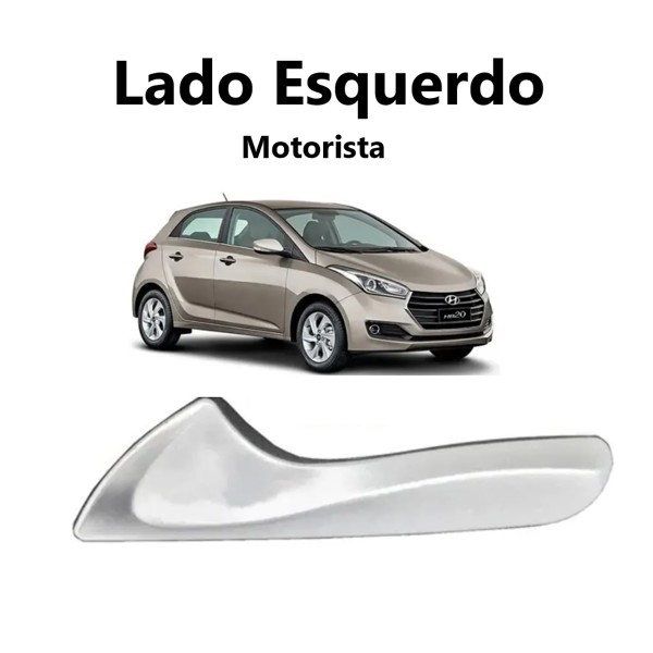 Puxador Gatilho Esq Maçaneta Interna Hb20 2014 2015 Prata