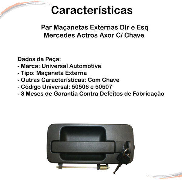 Par Maçanetas Externas Dir E Esq Mercedes Actros Axor C/ Ch - UN / 2