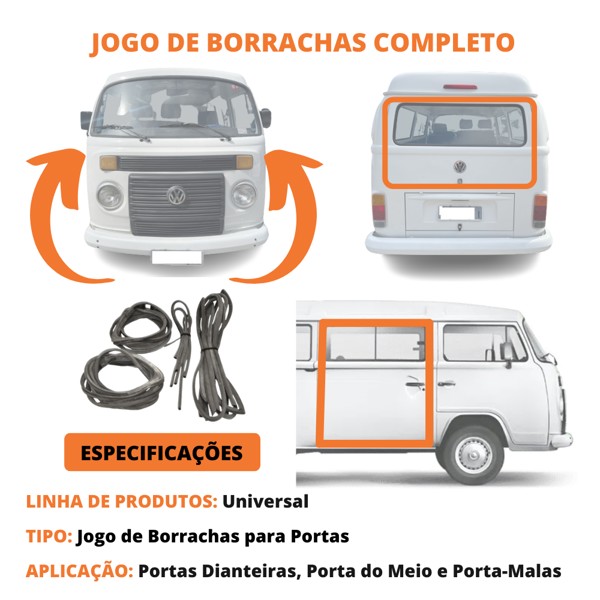 Kit Borracha Porta Diant. Meio Porta-malas Kombi 57 Até 13