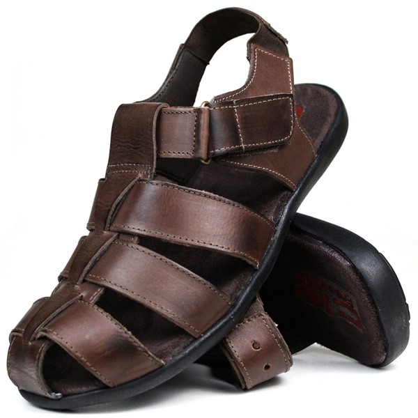 Sandália Papete Masculina De Couro Chocolate - 10C9660LATCHC