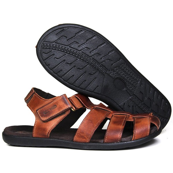 Sandália Papete Masculina De Couro Havana - 10C9660LATHAV