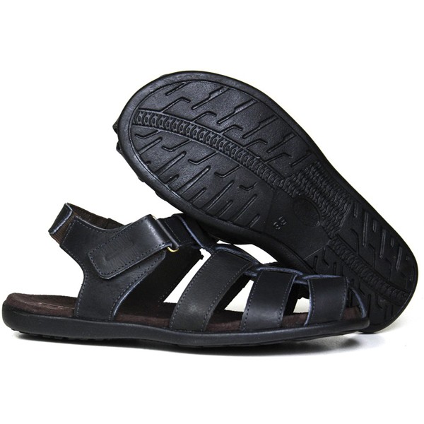 Sandália Papete Masculina De Couro Preto - 10C9660LATPTO