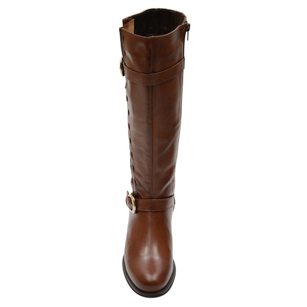 Bota Montaria Feminina Cano Longo Couro Comfort Havana - ECT2422COBDY