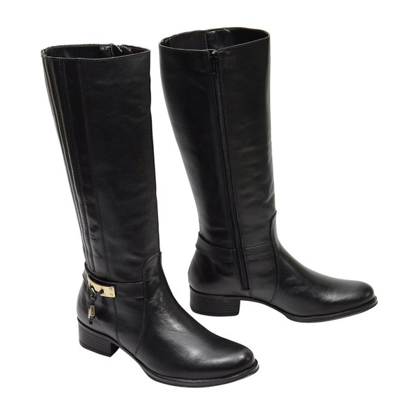 Bota Montaria Feminina Cano Longo Couro Comfort - ECT2423COPTO Cor:Preto;Tamanho:33