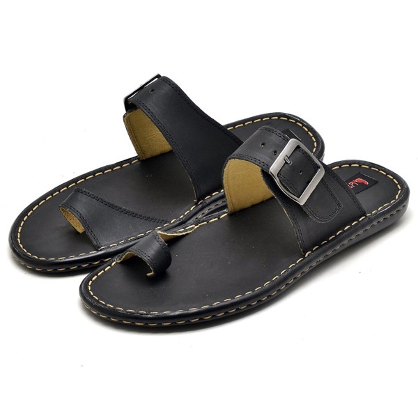 Chinelo Masculino Conforto Couro Preto - RT0803FLYPTO