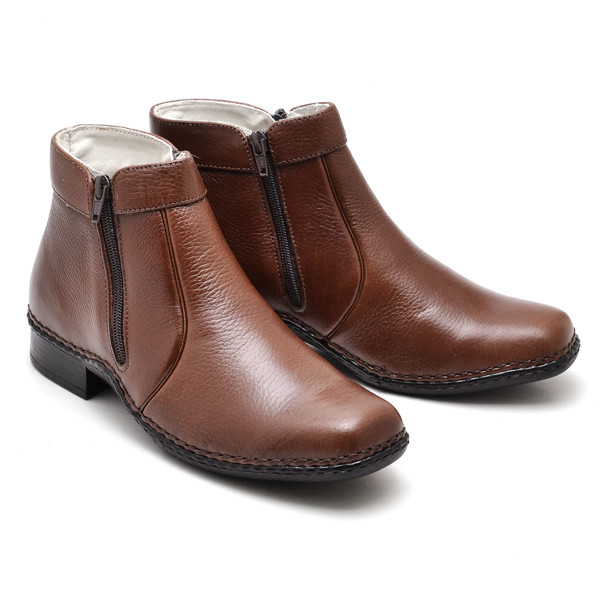 Botina Casual Conforto Couro Marrom - RT1600FLOCFE Cor:Marrom;Tamanho:37;Gênero:Masculino