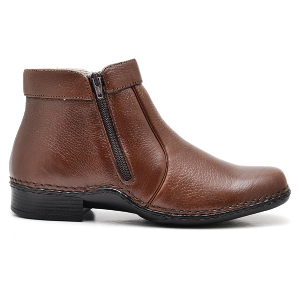 Botina Casual Conforto Couro Marrom - RT1600FLOCFE Cor:Marrom;Tamanho:37;Gênero:Masculino
