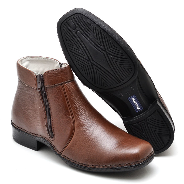 Botina Casual Conforto Couro Marrom - RT1600FLOCFE Cor:Marrom;Tamanho:37;Gênero:Masculino