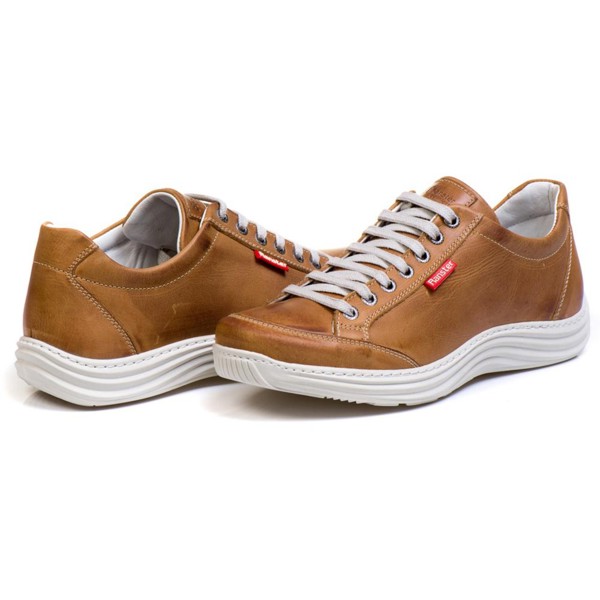 Sapatênis Casual Conforto Couro Marrom Claro - RT3001MSTCAS