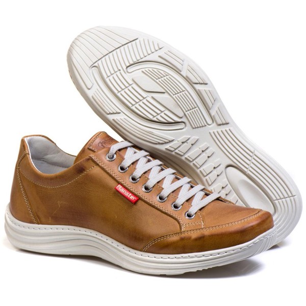Sapatênis Casual Conforto Couro Marrom Claro - RT3001MSTCAS