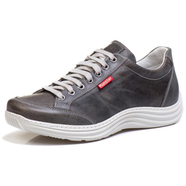 Sapatênis Casual Conforto Couro Cinza 3001 - RT3001MSTGRF