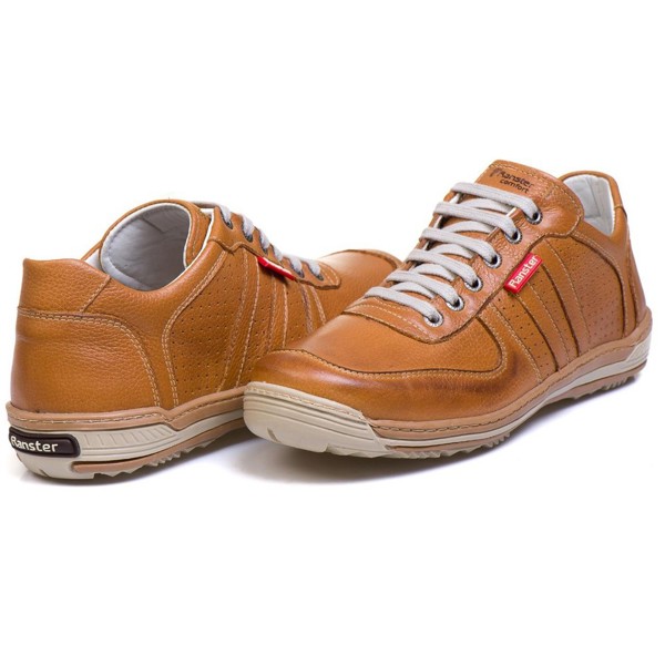 Sapatênis Casual Conforto Couro Marrom Claro - RT3002FLOCAS