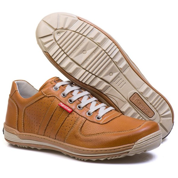 Sapatênis Casual Conforto Couro Marrom Claro - RT3002FLOCAS