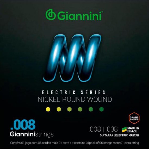 Encordoamento Para Guitarra .008 Super Leve Giannini GEEGST8