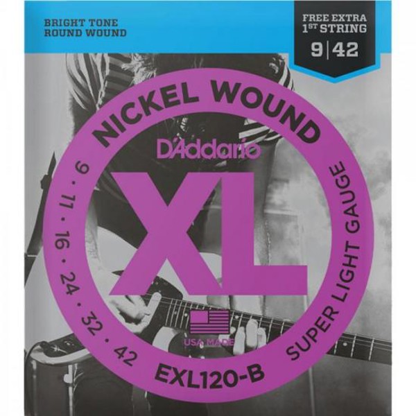 Encordoamento Guitarra .009-.042 XL Nickel EXL120-B D Addario Com Corda Extra PL009