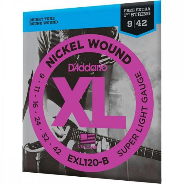 Encordoamento Guitarra .009-.042 XL Nickel EXL120-B D Addario Com Corda Extra PL009
