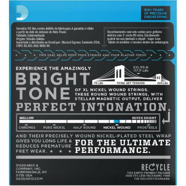 Encordoamento Guitarra .009-.042 XL Nickel EXL120-B D Addario Com Corda Extra PL009