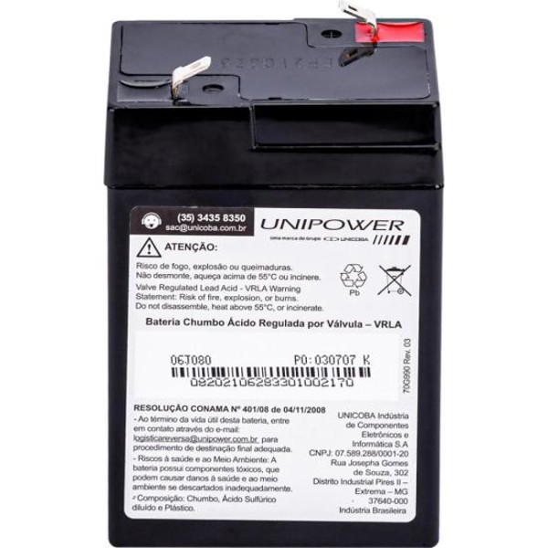 Bateria Estacionária Selada 6V 4,5Ah VRLA UP645SEG Unipower