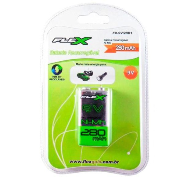 Bateria Recarregável 9V 280mAh (C/1 Bateria) Flex