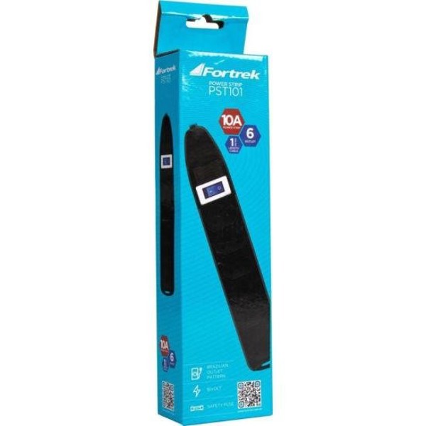 Filtro de Linha Com 6 Tomadas 1M PST101 Preto Fortrek