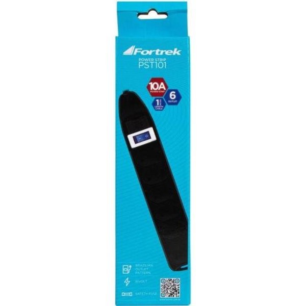 Filtro de Linha Com 6 Tomadas 1M PST101 Preto Fortrek