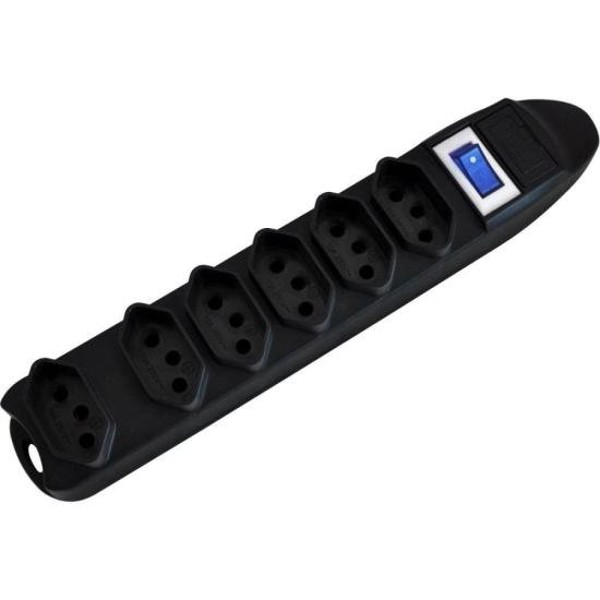 Filtro de Linha Com 6 Tomadas 1M PST101 Preto Fortrek
