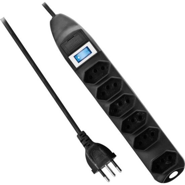 Filtro de Linha Com 6 Tomadas 1M PST101 Preto Fortrek