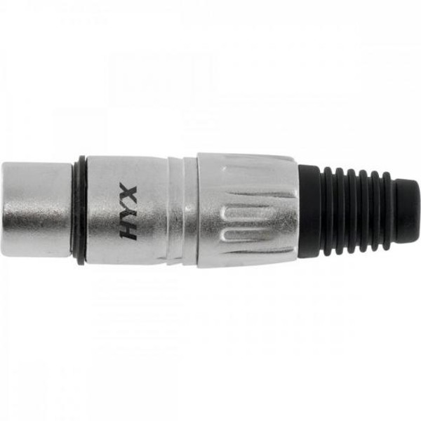 Conector XLR Fêmea 3 Pólos Niquelado HX001F Prata HYX - PCT / 2