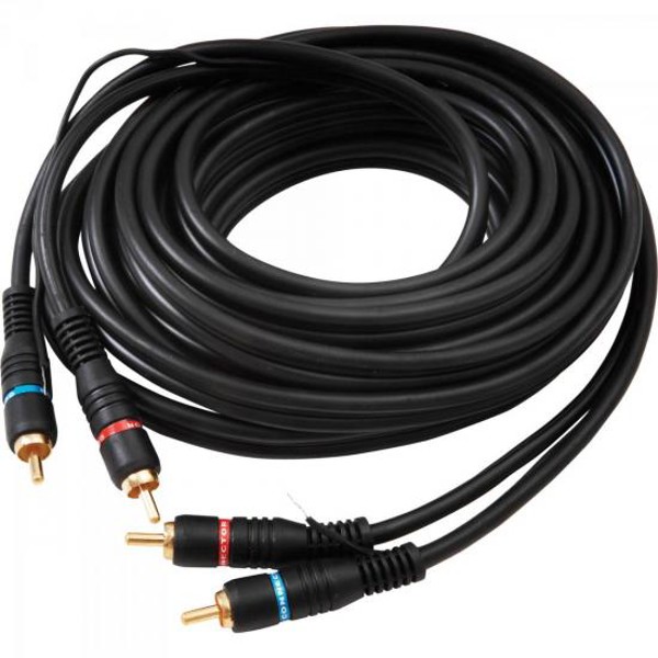 Cabo 2 RCA Macho x 2 RCA Macho Com Fio Terra 5m Preto Storm