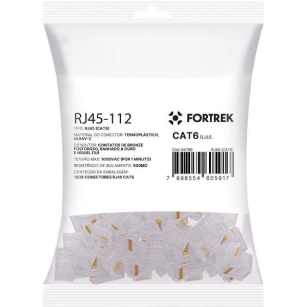Conector Macho CAT6 RJ45 112 Fortrek FK 140E - BLI / 100