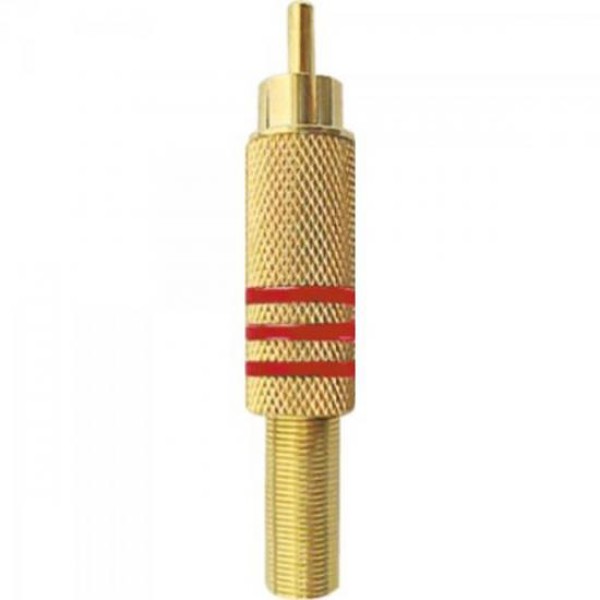 Plug RCA Macho 6/7mm Com Mola 3FXA Tarja Vermelha Genérico Storm - DEZ / 10