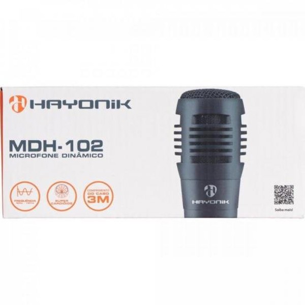 Microfone Hayonik MDH-102 Dinâmico Supercardióide Cabo 3M Preto