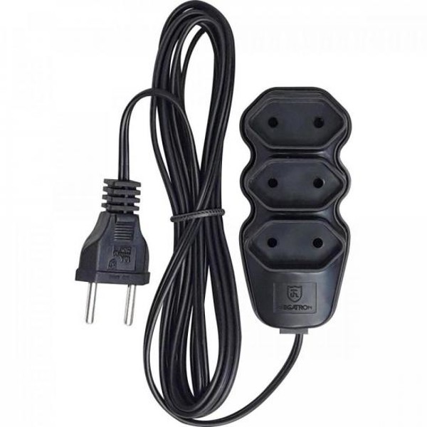Extensão Tripla 2 X 0,75 x 10,0M Preta Megatron