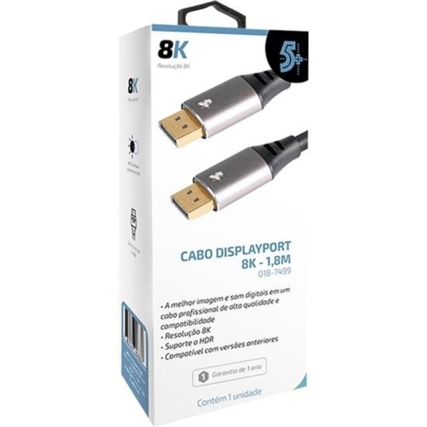 Cabo DisplayPort Macho 1.4 8K Gold 1.8M Com Trava 5+
