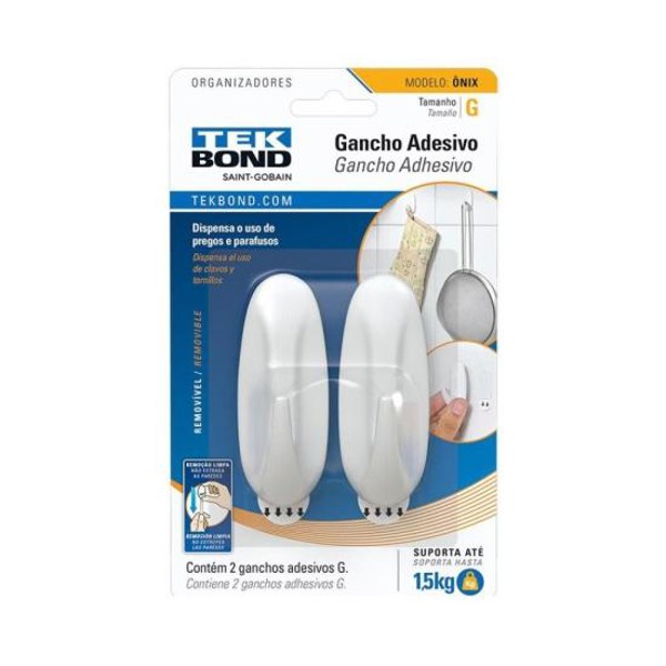 Gancho Plástico G Onix Branco Tekbond