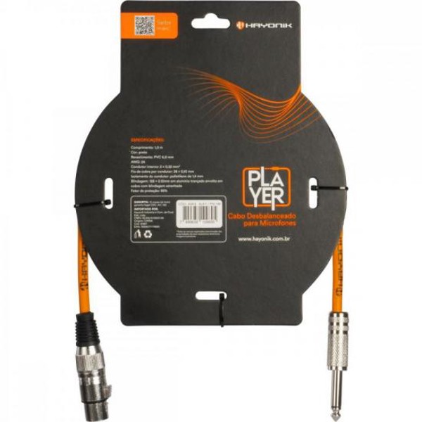 Cabo Para Microfone Player XLR(F) X P10 1m Preto Hayonik