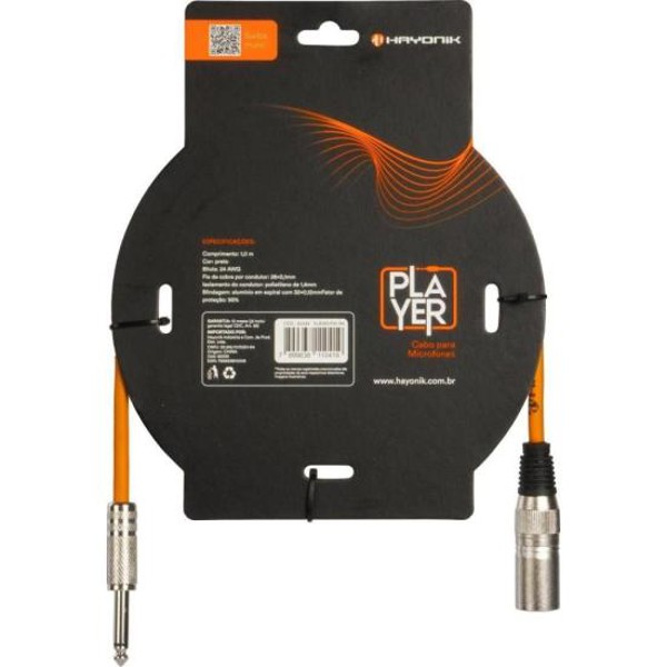 Cabo Para Microfone Player XLR(M) X P10(M) 1m Preto Hayonik