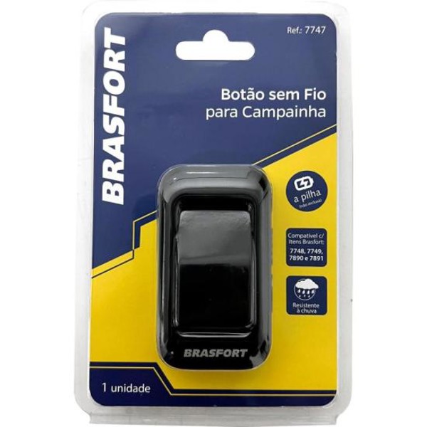 Botão de Campainha Sem Fio Brasfort Preto