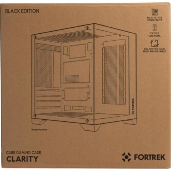 Gabinete Gamer Fortrek Clarity Preto Lateral Vidro
