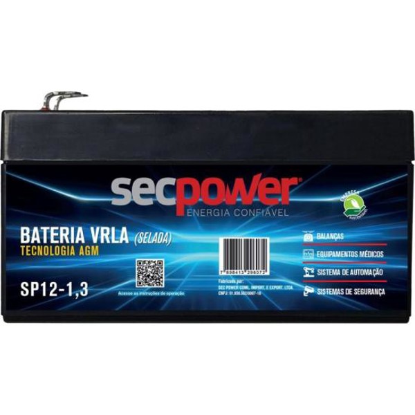 Bateria Selada 12V 1,3Ah SP12-1,3 SecPower