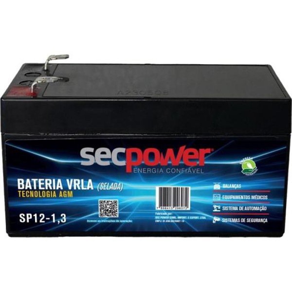 Bateria Selada 12V 1,3Ah SP12-1,3 SecPower