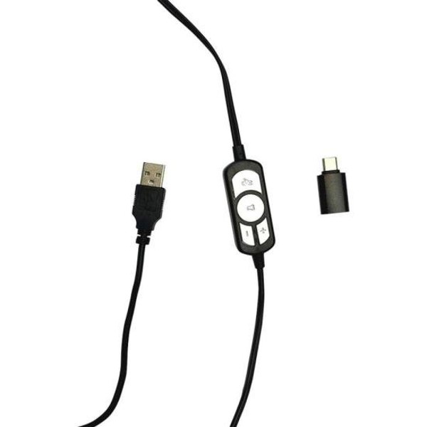 Headset Office Bright USB Com Adaptador USB-C