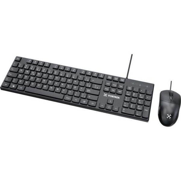 Kit Mouse e Teclado Fortrek C13 Office USB ABNT2 Preto