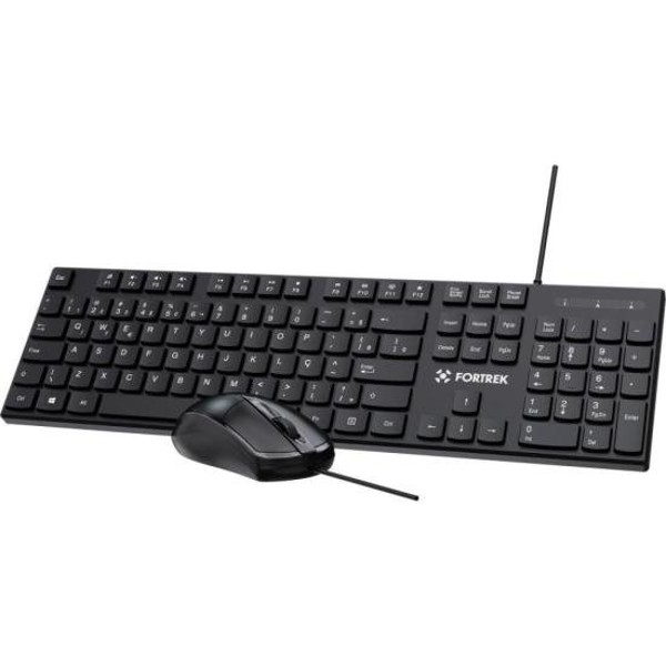 Kit Mouse e Teclado Fortrek C13 Office USB ABNT2 Preto