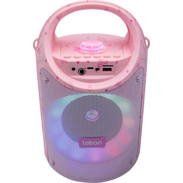Caixa de Som Com Microfone Letron Hello Kitty 60w Rosa